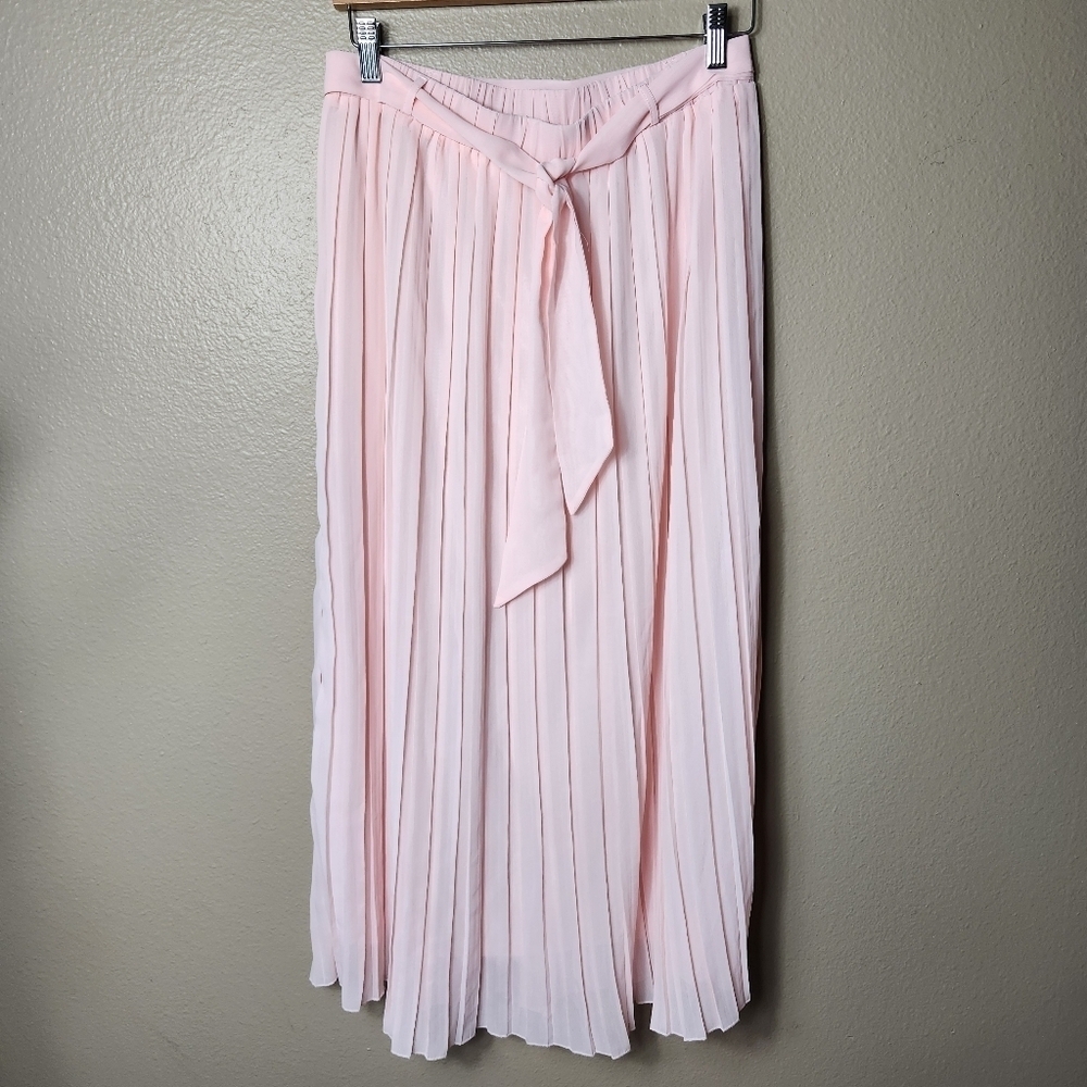 Joie Womens |L| Pastel Blush Pink Micro Box Pleated Maxi Skirt w/Belt